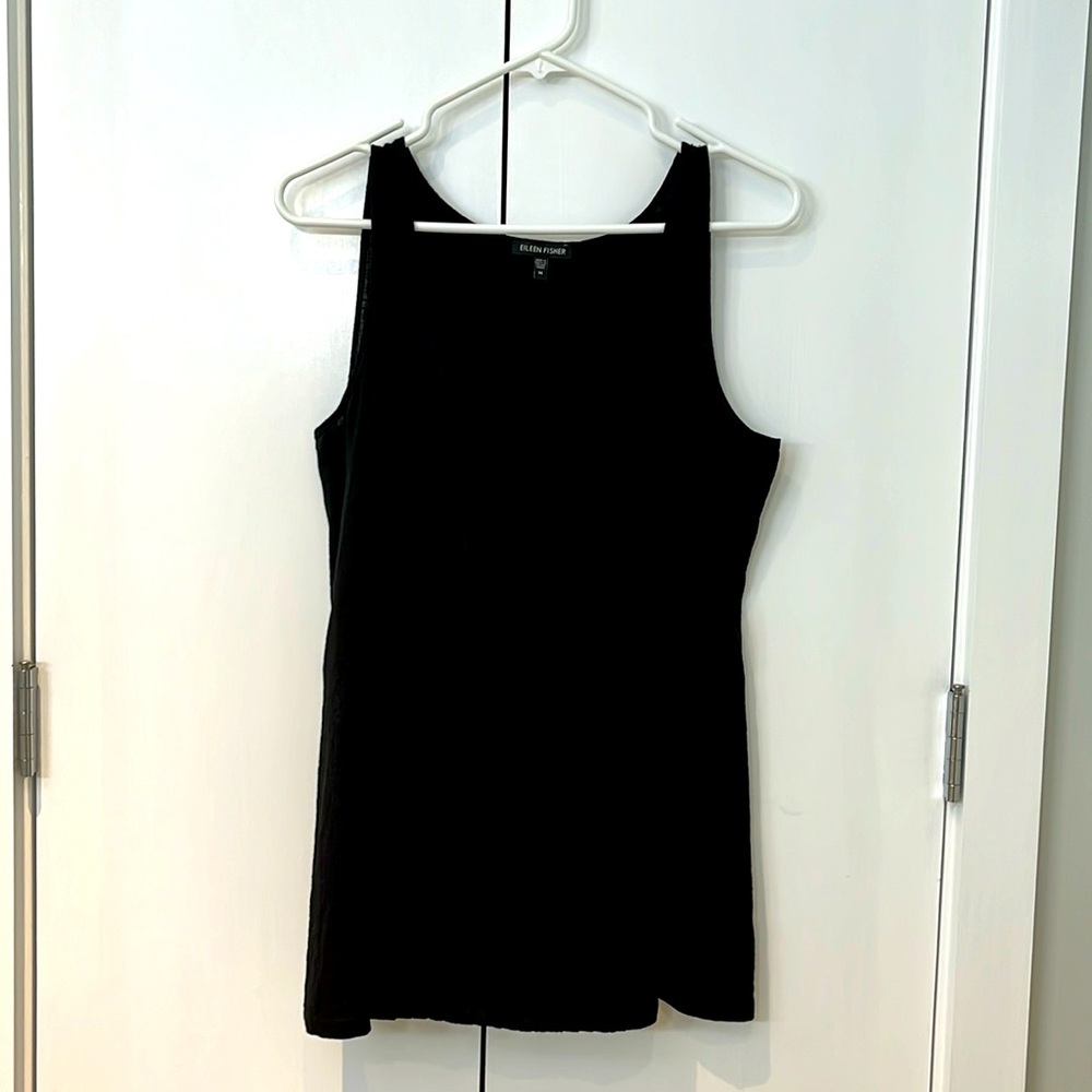 Eileen Fisher black textured sleeveless warm weather top NWOT